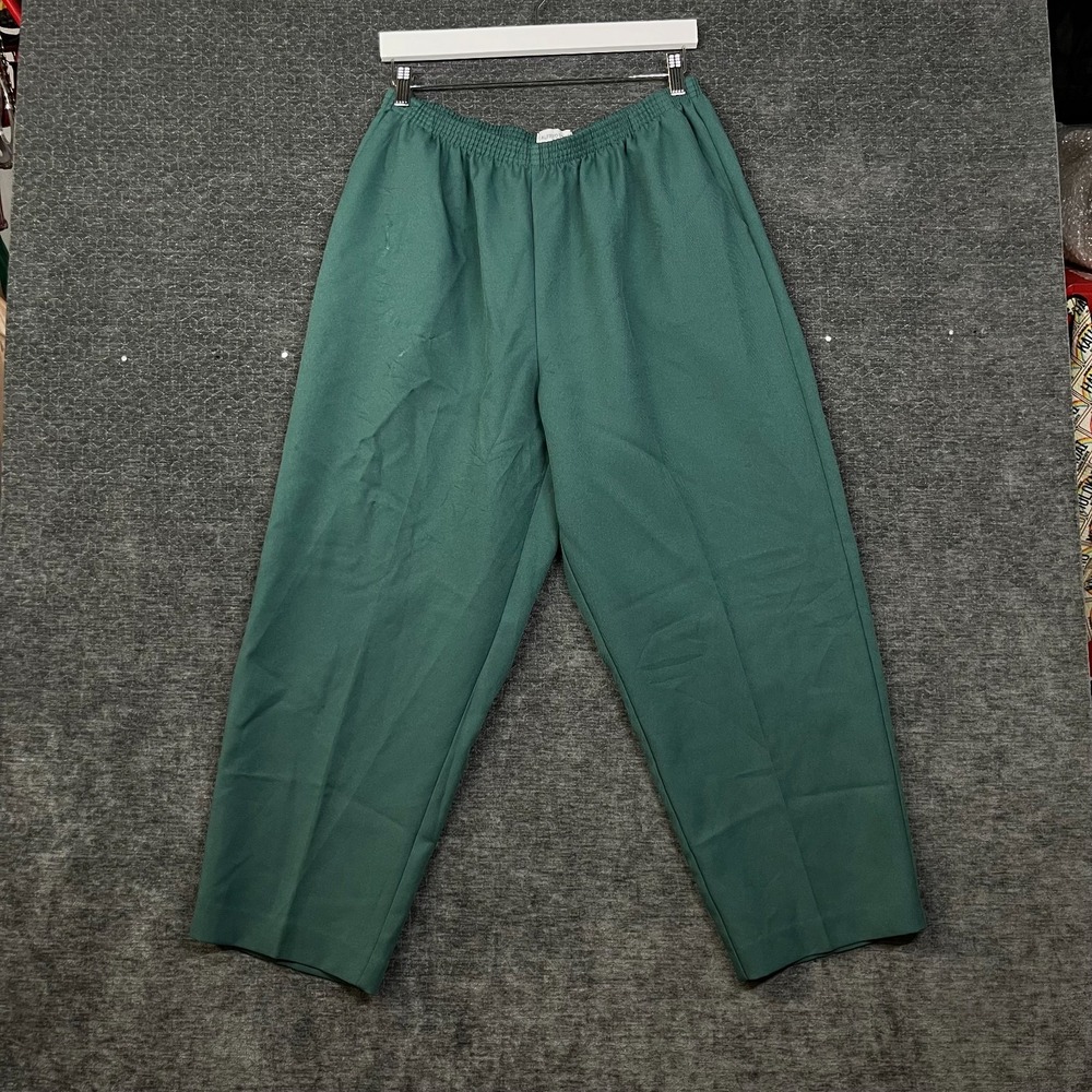 Vintage Alfred Dunner Pants Women's Green High Rise Elastic Waist USA Made - 18W